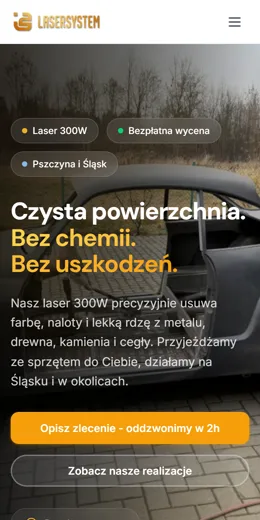 Strona Laser System na telefonie