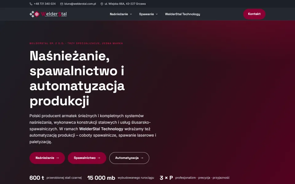 Strona Welderstal na komputerze